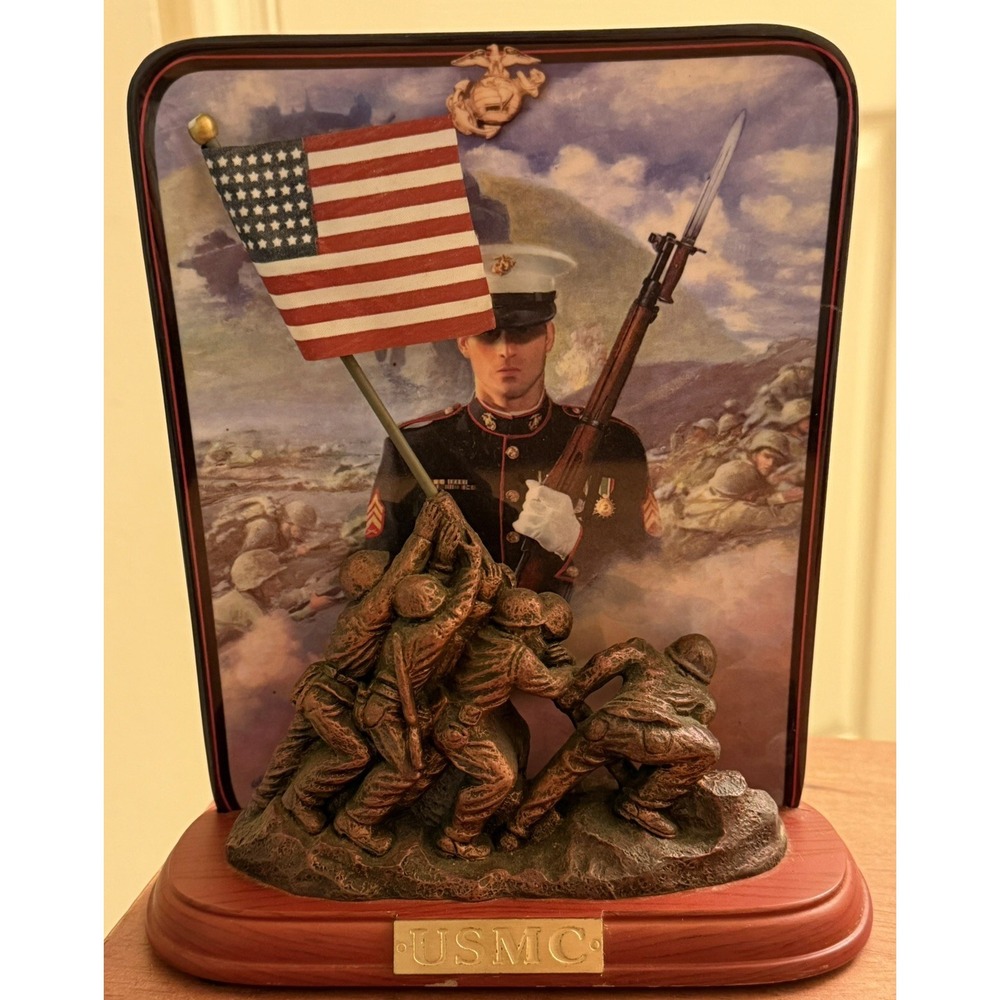 Vintage Bradford Exchange Iwo Jima Collectors Plate Statue Limited Edition